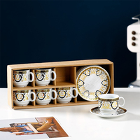 Nouveauté, ensemble tasse à thé arabe de luxe et soucoupe, 12 pièces, café et thé en céramique avec ensemble de soucoupes