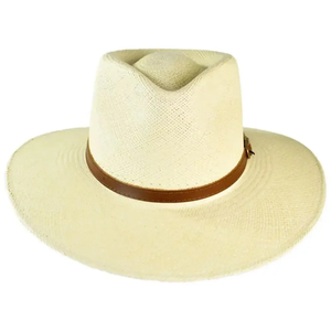 Panama Straw Fedora <b>Hat</b> Wide Brim Unisex Beach Sun <b>Hat</b> with Leather <b>Band</b> Adult 56-58CM - Product Image 3