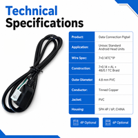 OEM Maßgefertigtes Universelles 4-Pin 6-Pin Verzinntes Kupfer PVC-Anschlusskabel für Auto-GPS-Navigator Smartphone Verkabelungsadapter