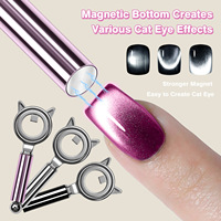 Tongkat Magnet Kuku Mata Kucing 3-in-1 yang Dapat Dilepas, Tongkat Magnet Kuku Kepala Kucing Lucu, Magnet Mata Kucing Multifungsi untuk Gel Mata Kucing DIY