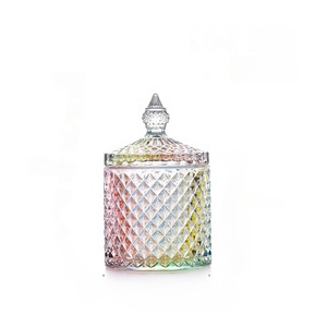 Lọ đựng nến thủy tinh trang trí hình học cổ điển, trong suốt, 300ml, có nắp, dùng trong ngành công nghiệp bê tông và thủ công mỹ nghệ - Product Image 2