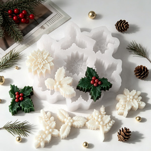 Christmas Candle <b>Mold</b> Holly Leaves Pinecone Candle Silicone <b>Mold</b> <b>Epoxy</b> <b>Resin</b> Casting Mould DIY Christmas Holly Leaves Berry <b>Mold</b> - Product Image 3