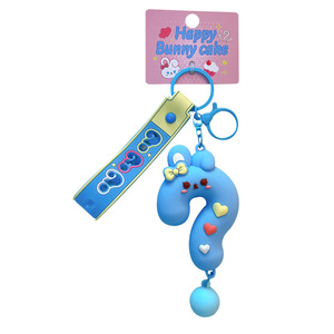 Llavero Creativo y Adorable de PVC con Colgante de Conejito y Signo de Interrogación, Colgante de Corazón, Llavero de Plástico Impermeable para Bolsa - Product Image 6
