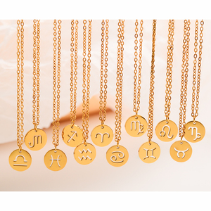 Collier en acier inoxydable plaqué or 18 carats avec 12 signes du zodiaque pour <span class=keywords><strong>femme</strong></span>, design creux, perle, astrologie, <span class=keywords><strong>horoscope</strong></span>, étude des signes, vente en gros - Product Image 3