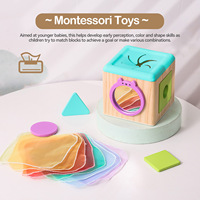 Caja de Pañuelos Mágica de Madera Montessori, Cubo Sensorial para Ejercicio de Dedos de Bebé de 0 a 3 Años, Regalos Educativos para Niños