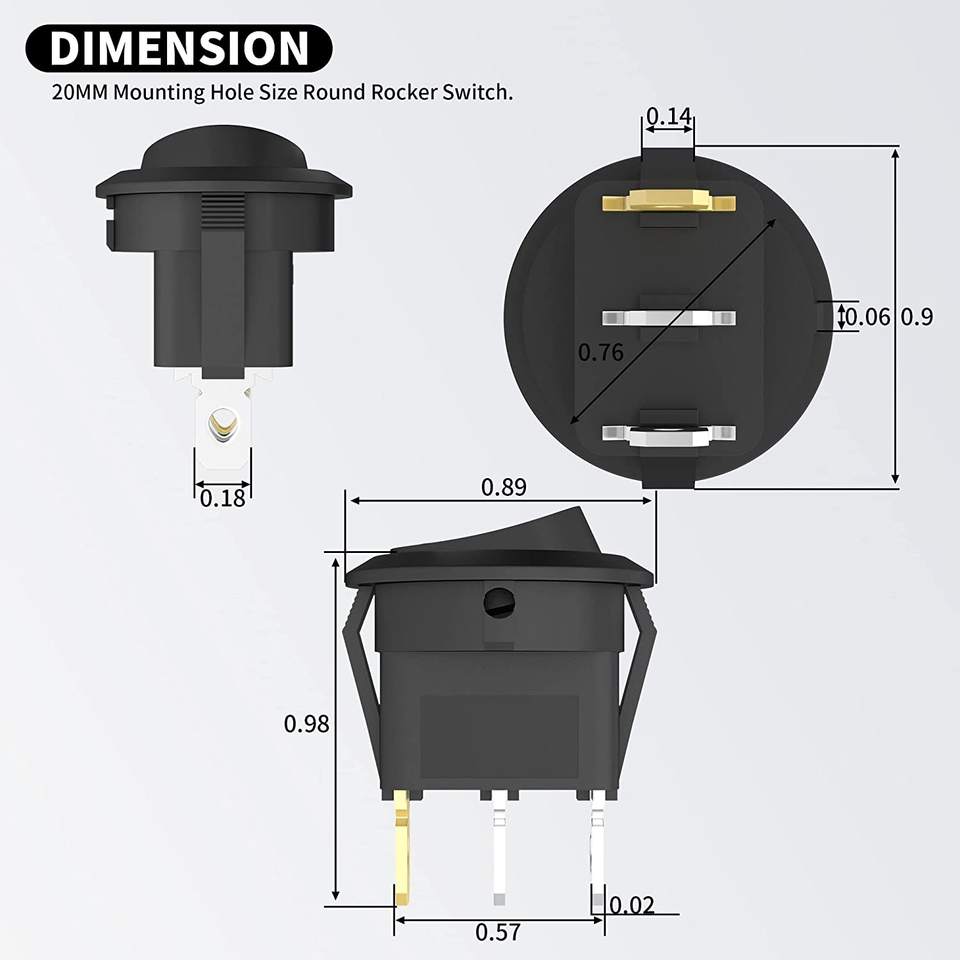 Mini KCD1 Rocker Switch - 12V 20A for Automotive & Boats
