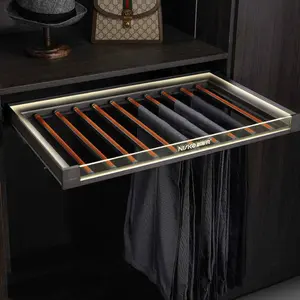 High-Class Glass Panel Wardrobe Soft Closing Pull Out Pants Trouser Holder jewellery drawer furniture