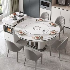 Mesa de Comedor Redonda Moderna y Minimalista con Placa de Inducción y Juego de Té para Uso en Isla de Cocina - Product Image 1