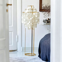 Lampe sur pied LED en fer style danois avec nacre naturelle, base E27, luminosité élevée, ambiance nordique chaleureuse pour salon et chambre à coucher – Vente directe usine