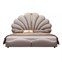Nouveau lit double king size en bois avec cadre en bois, design moderne de luxe pour chambre à coucher, avec coussin en cuir blanc de 1,8 m