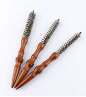 Peigne à rouleaux en bois pour coiffure, avec queue pointue pour la séparation des mèches, manche en bambou, brosse à boucler