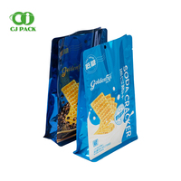 Sacs en aluminium à fond plat imprimés sur mesure de haute qualité, sachets scellés sur huit côtés pour biscuits, sacs en polyéthylène pour l'emballage