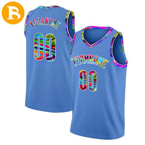 Manches courtes odm drôle coloré modèle de conception d'équipe personnalisé noir blanc maillot de basket réversible ensemble maillot de basket personnalisé - Product Image 3