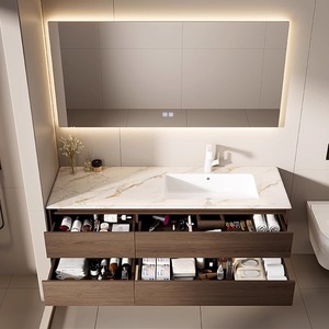 Nouvelle armoire de salle de bain en céramique de style chinois avec lavabo en ardoise, meuble-vasque intelligent pour salle de bain - Product Image 6