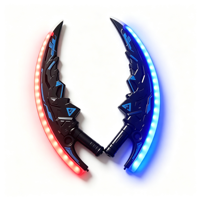 Épée lumineuse 2-en-1 double lame, rechargeable par USB, avec effets sonores, accessoire de cosplay d'Halloween pour enfants