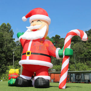 Gonflables de Noël en plein air grand père noël souriant avec des boîtes présentes faire sauter le dégagement de décoration de cour avec des lumières led - Product Image 1