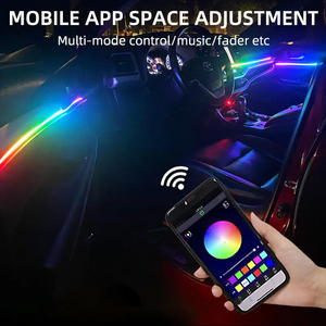 YOBIS 18 en 1 22 en 1 Kit ambiental App Control Auto Deco lámpara acrílico fibra óptica Interior Sinfonía coche LED tira de luz ambiental - Product Image 4