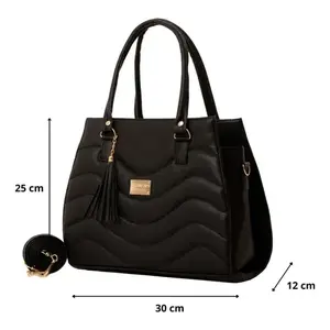 Sac fourre-tout en cuir noir pour femme Fana Alissa M3770, forme croisée, deux sangles, décoration chaîne, doublure en cuir véritable - Product Image 4