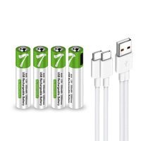 Baterai Lithium 1.5V Tipe C USB Isi Ulang 750mWh AAA Laris Manis, Baterai Li-ion Pengisian Daya USB dengan Port Tipe-C