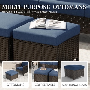 Divano <span class=keywords><strong>da</strong></span> Esterno Modulare a 3 Posti in Rattan PE Resistente alle Intemperie con Cuscini Impermeabili per Conversazione all'Aperto - Product Image 6