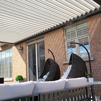 Pergola bioclimatique motorisée rétractable en alliage d'aluminium, imperméable, pour jardin, balcon, terrasse, avec structure thermolaquée