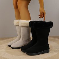 Bottes de neige d'hiver pour femmes, mi-mollet, chaudes, en coton, avec fermeture éclair latérale, antidérapantes, chaussures décontractées, bottes en fourrure