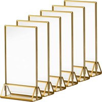 Porte-menu en acrylique doré de 5x7 pouces, cadre de signalisation, table en papier, chiffres, présentoir de bureau, stockage d'exposition de mariage-utilisation dans les restaurants