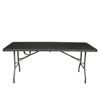 Table de pique-nique pliable en métal moderne, légère et durable, en HDPE noir, pour une utilisation en extérieur