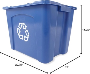 Contenedor/Caja de <span class=keywords><strong>Reciclaje</strong></span> Comercial, Apilable, de Tapa Abierta, 14 Galones, Resistente, Azul, <span class=keywords><strong>para</strong></span> Interiores/Exteriores/Garajes/Hogares/Comercios - Product Image 6
