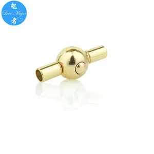 gold color Stainless Steel Magnetic Clasp Magnetic Closure Cylinder Shell for Leather Bracelet and Cord
