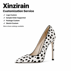 <span class=keywords><strong>Escarpins</strong></span> à talon aiguille Xinzirain personnalisés blancs et noirs à imprimé vache, à bout pointu, à enfiler <span class=keywords><strong>pour</strong></span> femme - Product Image 1