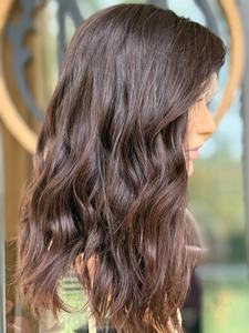 Parrucca Ebraica Realistica con Base Marrone e Riflessi, Capelli Europei Remy, Top in Pizzo Senza Colla, Punte Spesse per Donne - Product Image 4