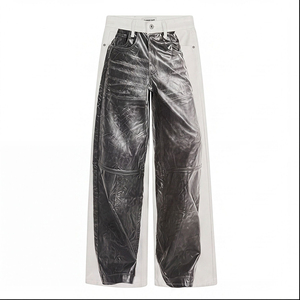 Pantalon en jean rétro de haute qualité, imprimé en 3D, color-block, coupe droite décontractée et élégante, jambe large - Product Image 6