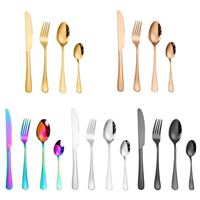 24-teiliges Besteckset Messer Gabel Löffel Besteck 24-teilig Edelstahl-Set Gold Silberbesteck für Hochzeiten