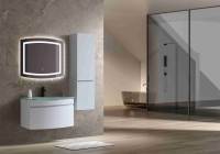 Meuble-lavabo de salle de bain personnalisé à bas prix étanche à tiroir unique, petit ovale doré, cadre en PVC avec vasque à poser