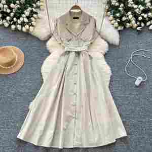 Vestido Midi Elegante de Verano con Cuello de Solapa y Encaje para Mujer - Product Image 3