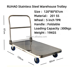 RH-WT01-8 1200*800*870mm 300kg Super Großer Klappbarer Plattform-Transportwagen 201/304 Edelstahl Klappbarer Lagerhaus-Trolley - Product Image 3