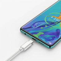 Kabel USB Tipe C Pengisian Daya Super Cepat 5A, Kabel Data Pengisian Cepat 1m, Kabel USB-C untuk Ponsel Huawei Xiaomi Android