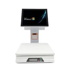 Báscula de PC con pantalla táctil, terminal de pesaje POS, Sistema Multilenguaje todo en uno para supermercado, Impresión de facturas y recibos