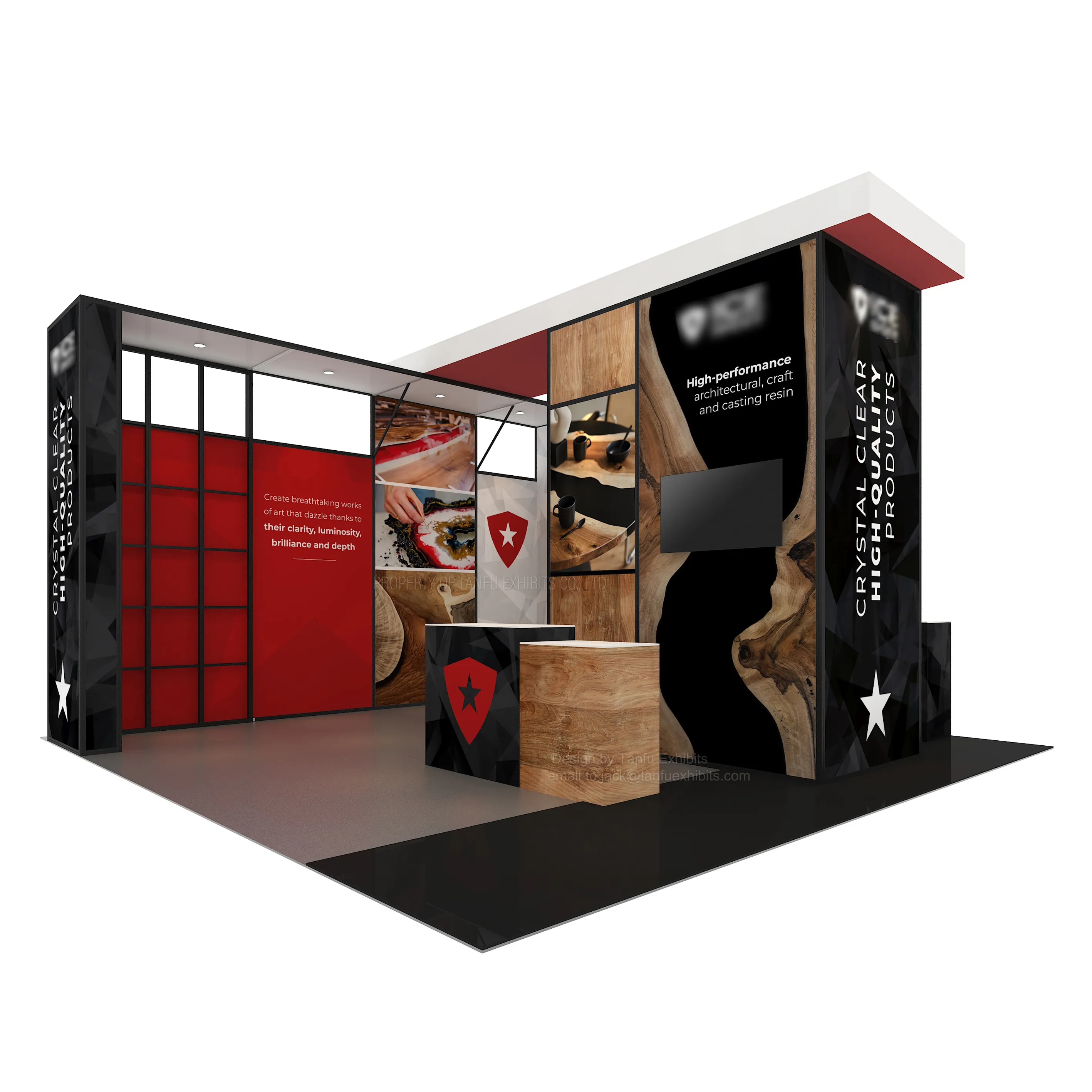 Advertising Lighting Box Trade Exhibition Booth Design with Counter Tension Fabric Backdrop Stand for Expo Trade Show