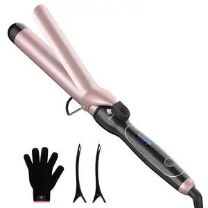 curling iron with 1.25 inch small barrel and mini size, 100-240V for traveling and home use for all hair types