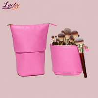 Pochette de maquillage rouge extensible, élégante et pratique pour les pinceaux de maquillage