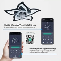 Kipas langit-langit LED 27,2 inci, kipas langit-langit LED awet Amerika dengan lampu, bunga Modern profil rendah, kipas langit-langit Flush Mount, 6 kecepatan angin gigi
