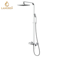Ensemble de robinetterie de douche et bain contemporain en laiton chromé poli, mitigeur à poignée unique avec cartouche céramique, pour appartement 5