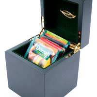 Boîte cadeau de luxe carrée en cuir PU et MDF avec logo personnalisé, faite à la main, pour le rangement des sachets de thé