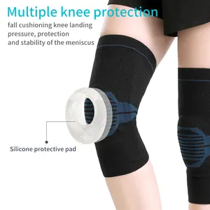 Pelindung Lutut Olahraga Rajutan Datar Gaya Baru Strip Pendukung Bilateral Bantalan Silikon Pelindung Lutut Wanita dan Pria