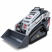 Chargeuse compacte TOVISEN V1000 avec moteur diesel Kubota D1105 de 25 CV, mini-chargeuse sur chenilles à levage vertical pour accès restreint