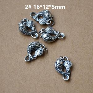 Breloques en argent tibétain, chat porte-bonheur, cône de pin, forme animale, pendentif DIY, bijoux, cadeau, accessoire unisexe, origine Jinhua Z064 - Product Image 3