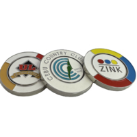 Marqueur de balle de golf personnalisé en alliage de zinc et fer avec placage nickel brillant, clip pour chapeau, base de 35 mm, hauteur de 24 mm, 42 g