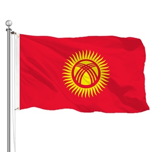Wholesale Customized National Flags 90x150cm Kyrgyzstan Flag Kyrgyz Republic Red Banner 40 Rays Golden Sun 100D Polyester Flag - Product Image 1